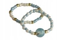 AGAT NIEBIESKI PIERŚCIONKI Z KORALIKÓW ZESTAW 2 SZTUKI