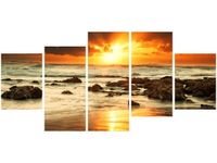 70CM 150CM OBRAZ 5 ELEM WSCHÓD SŁOŃCA WZBURZONYM OCEANEM ŚCIENNY