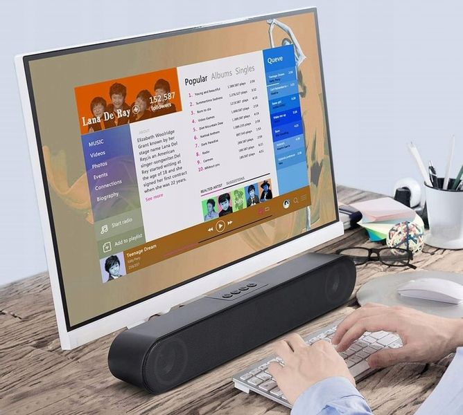 LENRUE A25 Głośnik Komputerowy Stereo 10 W HD USB LED 2 Membrany Basowe zdjęcie 2