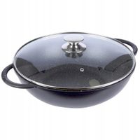 2X Głęboki WOK patelnia granitowa z pokrywką do smażenia ORION GRANDE 32 cm