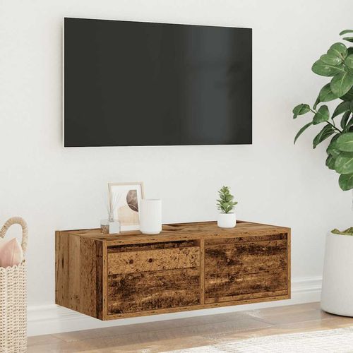 Szafka pod TV z oświetleniem LED, stare drewno, 75x35,5x25 cm na Arena.pl