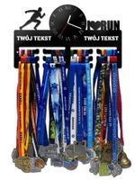 Wieszak na medale z zegarem I LOVE RUN 2 twoje imię dowolny tekst 434.1