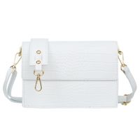 VERA PELLE torebka skórzana listonoszka kroko z klapą V587 biała