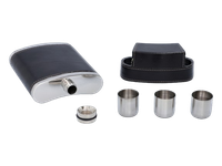 Czarna Piersiówka w Zestawie z Trzema Kieliszkami w Etui 8 OZ ok. 240 ml