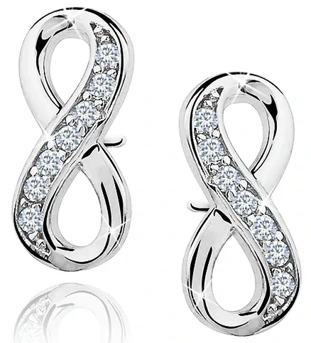 KOLCZYKI SREBRNE 925 RODOWANE NIESKOŃCZONOŚĆ, KOLCZYKI WYRKĘTKI SZTYFTY na Arena.pl
