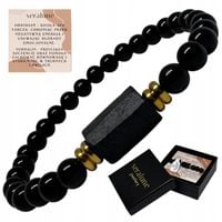 Czarny Turmalin bransoletka z Turmalinu Obsydianu Naturalny Kamień RAW