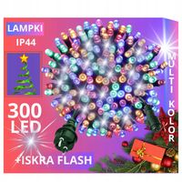 LAMPKI CHOINKOWE 300 LED ZEWNĘTRZNE + FLASH KURTYNA GRUBY KABEL STAŁE MULTI
