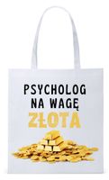 Torba Biała Eco Shopper Dla Psychologa Psychiatry Z Nadrukiem Ze Zdjęciem