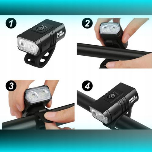 MOCNA LAMPKA ROWEROWA PRZEDNIA TYLNA LED WODOODPORNA AKUMULATOR USB ZESTAW na Arena.pl