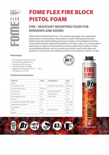 Pianka montażowa Fire Block ognioodporna PPOŻ piana B1 750ml Fome Flex na Arena.pl