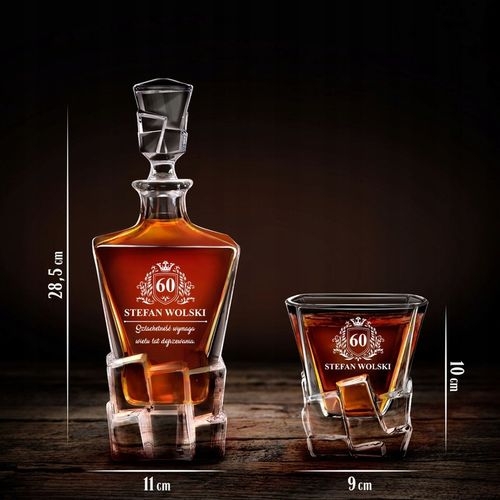 Zestaw Karafka 6 Szklanek do Whisky z Grawerem Prezent dla Faceta Urodziny na Arena.pl
