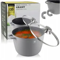 GARNEK GRANITOWY 14L GĘSIARKA NA INDUKCJE Z POKRYWĄ + SILIKONOWE UCHWYTY