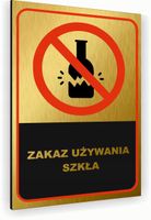 Tabliczka znak informacyjny 30x20 Złota ZAKAZ UŻYWANIA SZKŁA Nierdzewna