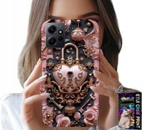 ETUI DO XIAOMI NOTE 12 4G - KOBIECE, MODNE WZORY, KŁÓDKA SERCE RÓŻA