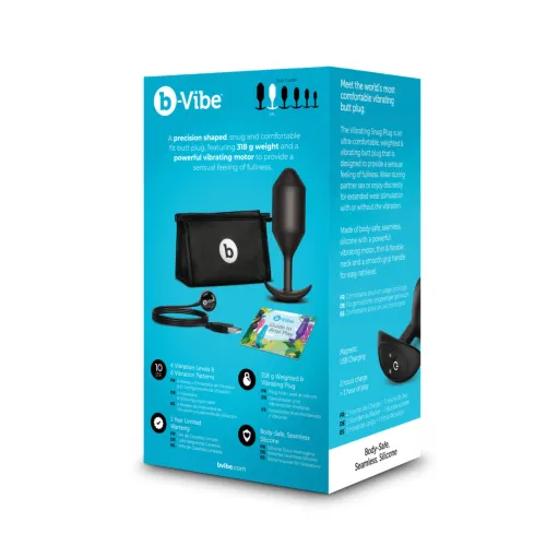 b-vibe vibrating snug plug 5 black - anatomiczna wtyczka z funkcją wibracji na Arena.pl