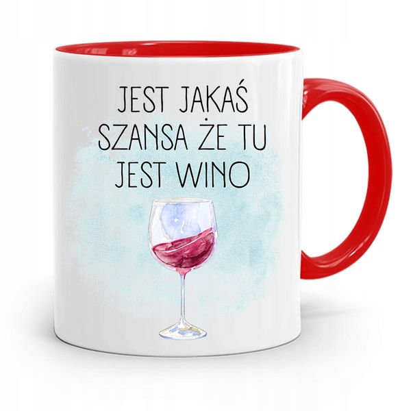 Kubek Czerwony Dla Dziewczyny Szansa Na Wino Z Nadrukiem Ze Zdjęciem zdjęcie 1
