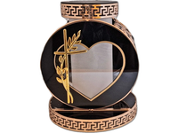 SOLAR SOLARNY FOTOWOLTAICZNY ZNICZ LAMPION VIP KOŁO ZŁOTO-CZARNE KRYSZTAŁKI