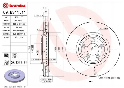 TARCZA HAM PRZOD 326X30 V BREMBO na Arena.pl