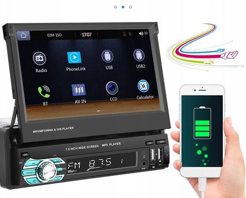 RADIO SAMOCHODOWE 1DIN 7'' BT WYSUWANY EKRAN DOTYKOWY MIRROR LINK na Arena.pl