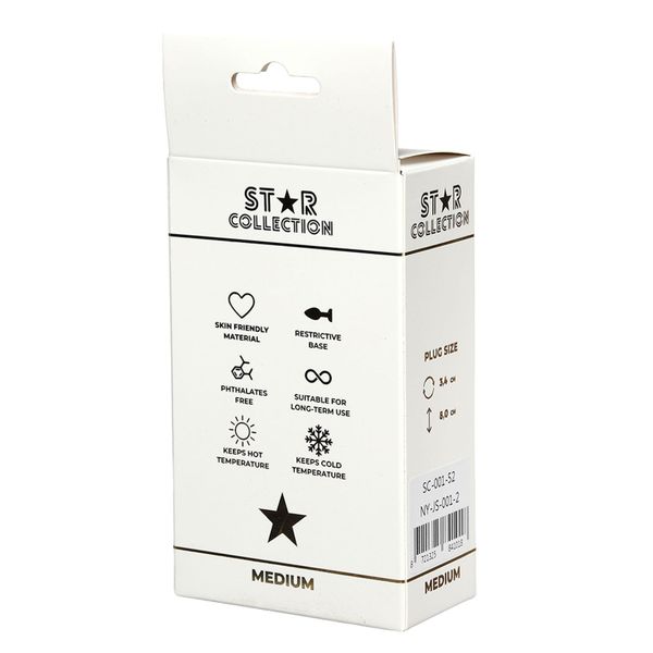 Star Collection - Silver Metal Anal Plug M - Pink Stone zdjęcie 2