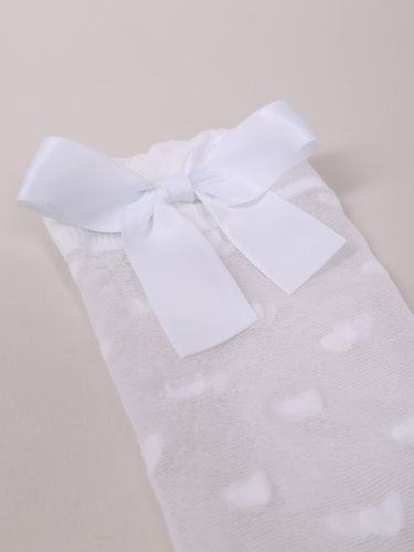 Skarpety dziewczęce rajstopowe w serca białe z kokardką 20 DEN 35-38 YOCLUB na Arena.pl
