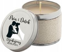 Personalizowane świeczki zapachowe upominki na wesele nadruk imiona data