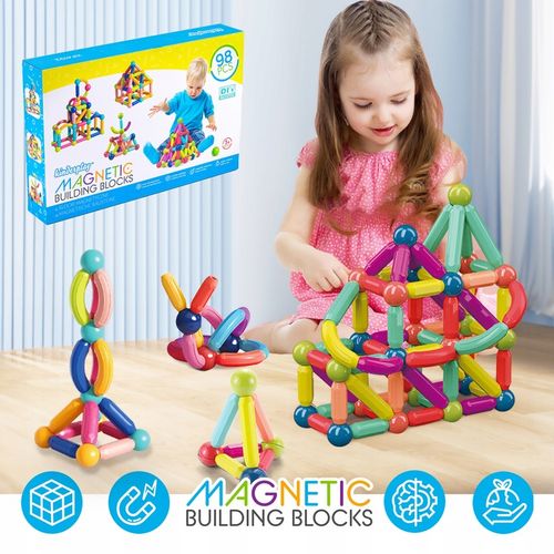 DUŻE KLOCKI MAGNETYCZNE KONSTRUKCYJNE EDUKACYJNE STICKS PATYCZKI XXL 98 ele na Arena.pl