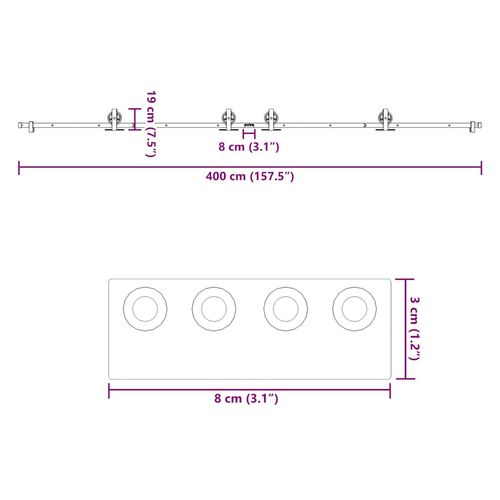 System do montażu drzwi przesuwnych, 400 cm, stal, czarny na Arena.pl