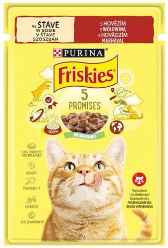 Pyszna karma dla kotów z wołowiną i witaminami - Friskies saszetka 85g na Arena.pl