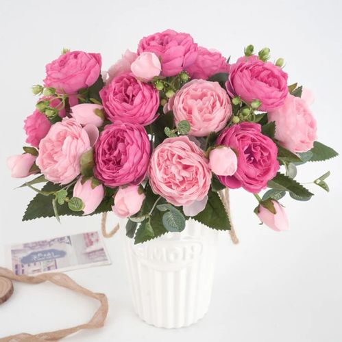 Bukiet piwonii 1szt różowe kwiatki dekoracyjne sztuczne kwiaty na Arena.pl