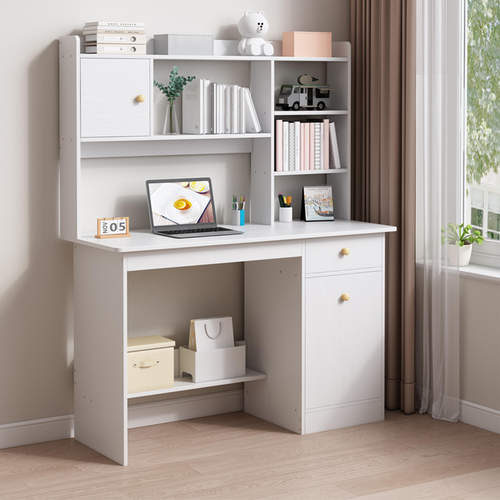 BIURKO KOMPUTEROWE BIAŁE LOFT POD LAPTOP KOMPUTER SKANDYNAWSKI Z 7 PÓŁKAMI na Arena.pl