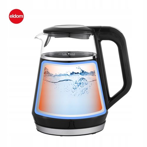 CZAJNIK ELEKTRYCZNY BEZPRZEWODOWY SZKLANY 1L PANEL DOTYKOWY 1100W na Arena.pl