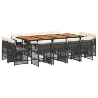 13-cz. zestaw mebli do ogrodu, poduszki, czarny, rattan PE