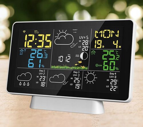 STACJA POGODOWA METEOROLOGICZNA WIFI 3 CZUJNIKI BUDZIK UV hPa TEMP na Arena.pl
