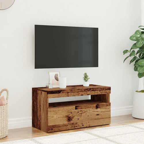 Szafka pod TV z oświetleniem LED, stare drewno, 75x35x40 cm na Arena.pl