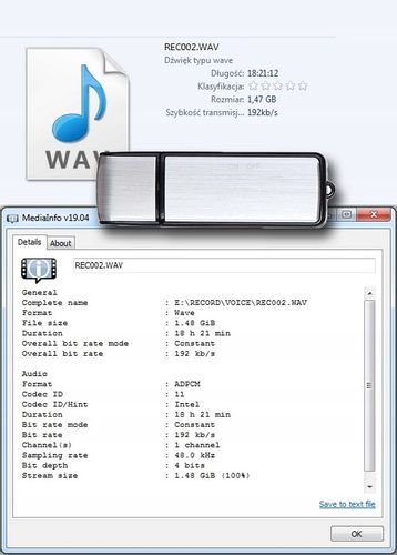 MINI DYKTAFON PENDRIVE PODSŁUCH SZPIEGOWSKI USB na Arena.pl