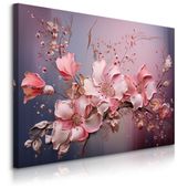 Obraz Ścienny Do Salonu Różowe Kwiaty Abstrakcja Abstrakcja 100cm x 70cm