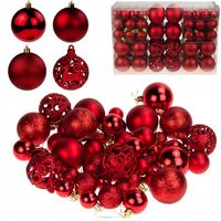 BOMBKI CHOINKOWE ZESTAW 101 SZTUK CZERWONE OZDOBY ŚWIĄTECZNE NA CHOINKĘ