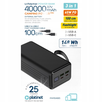 Power-bank DUŻY akumulator 40000mAh WYDAJNY 2xUSB 2xUSB-C PD3.0 QC3.0 65W