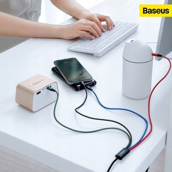 BASEUS SZYBKI MOCNY KABEL PRZEWÓD USB 4W1 2XUSB-C LIGHTNING MICRO QC 1.2M zdjęcie 4