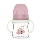 CANPOL Butelka antykolkowa ze świecącymi uchwytami Koala 120ml różowa