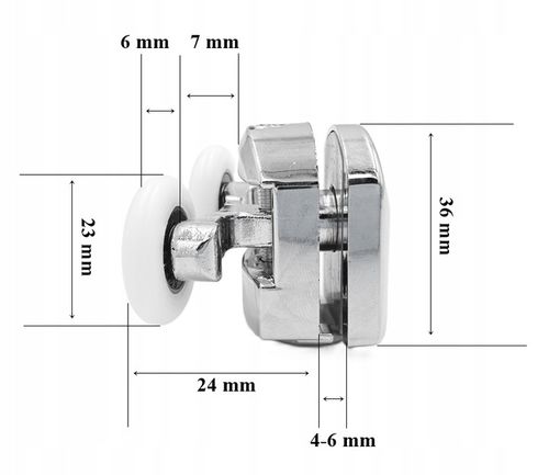 Komplet rolek kółek do drzwi kabiny prysznicowej górnych dolnych 23mm 8 szt na Arena.pl