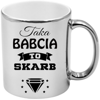 Kubek srebrny z nadrukiem grafiką prezent Dzień Babci różne wzory Babcia