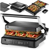 GRILL ELEKTRYCZNY 2000W OPIEKACZ TOSTER ROZKŁADANY TIMER 2 TERMOSTATY