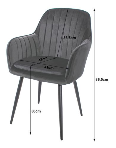 Krzesło LUGO - aksamit srebrno-szary / nogi czarne x 1 na Arena.pl