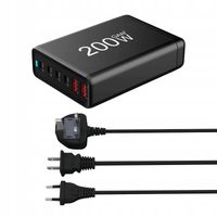 ŁADOWARKA SIECIOWA GaN Szybka 200W 4xUSB C PD 2xUSB A QC do Telefonu