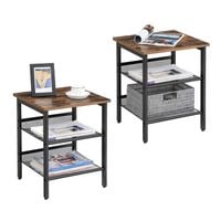 Stolik szafka nocna 40x40 cm zestaw rustykalny brąz loft stal czarna