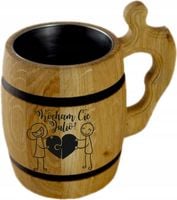 dębowy KUFEL do piwa GRAWER PREZENT z twoją grafiką napisem na walentynki