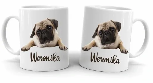 Zestaw Poduszka + Kubek z MOPSEM + Twoje IMIĘ zdjęcie 3