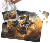 PUZZLE - MASZYNY BUDOWLANE WZORY DLA CHŁOPCA 70el + WORECZEK